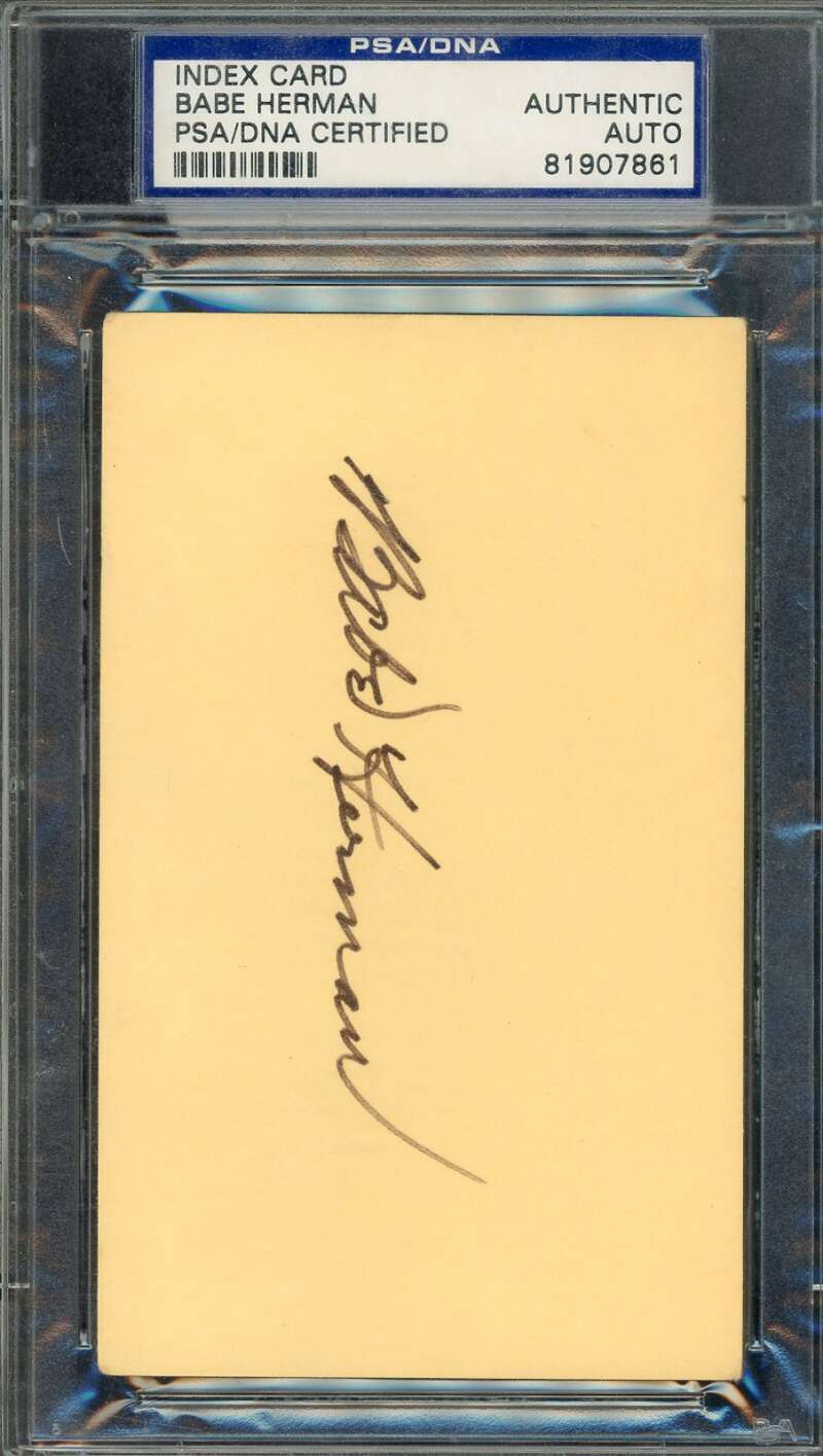 Babe Herman PSA DNA Signed 3x5 Index Card Autograph