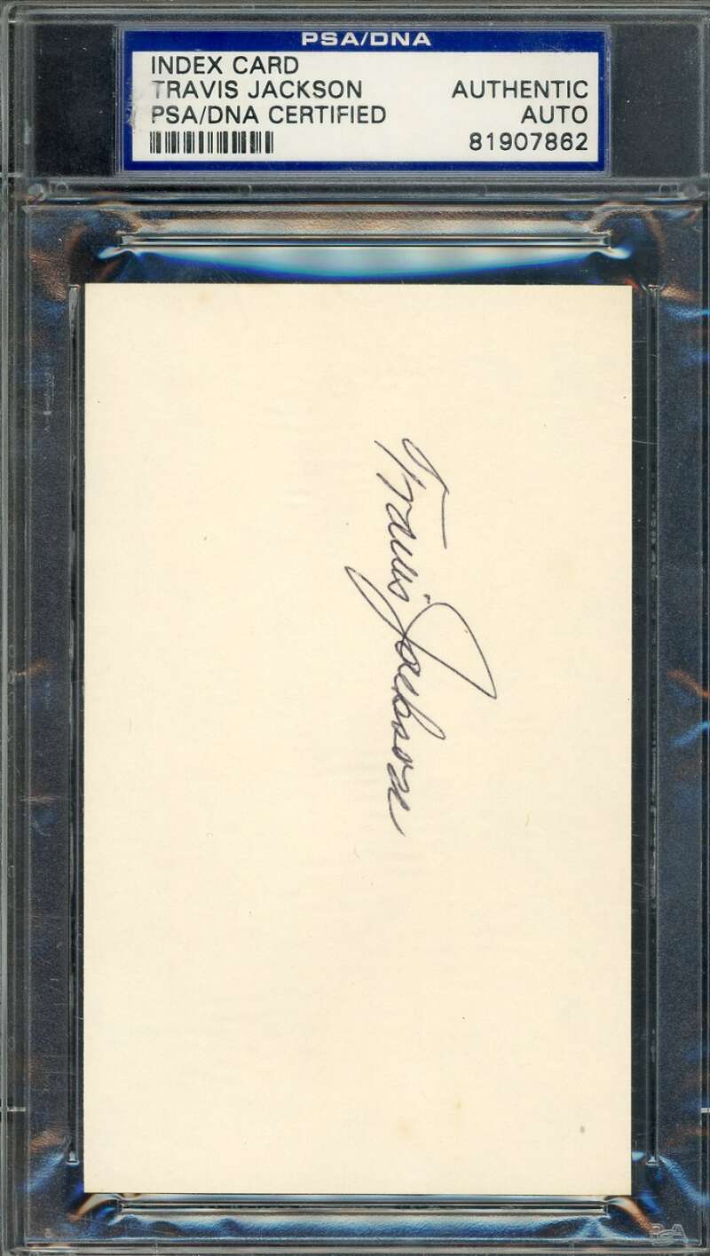 Travis Jackson PSA DNA Signed 3x5 Index Card Autograph