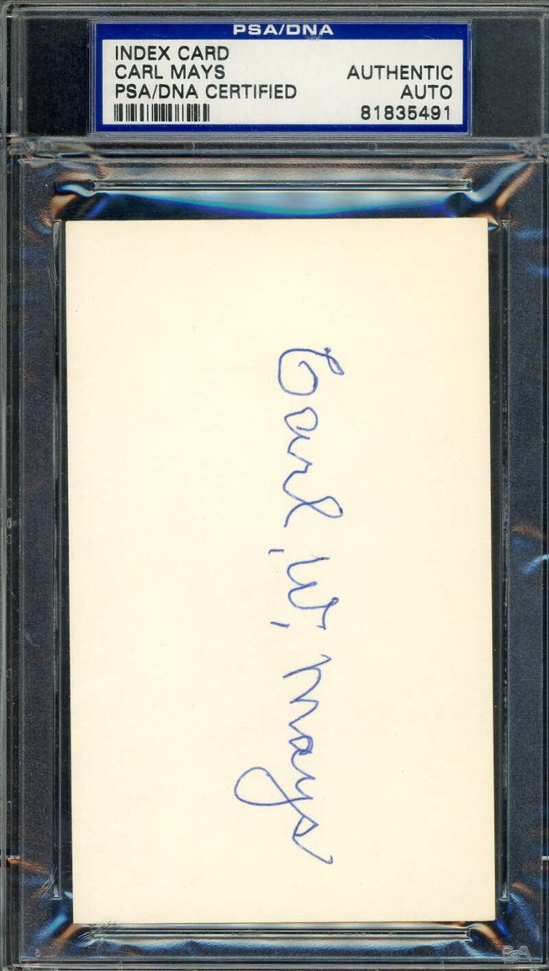Carl Mays PSA DNA Signed 3x5 Index Card Autograph