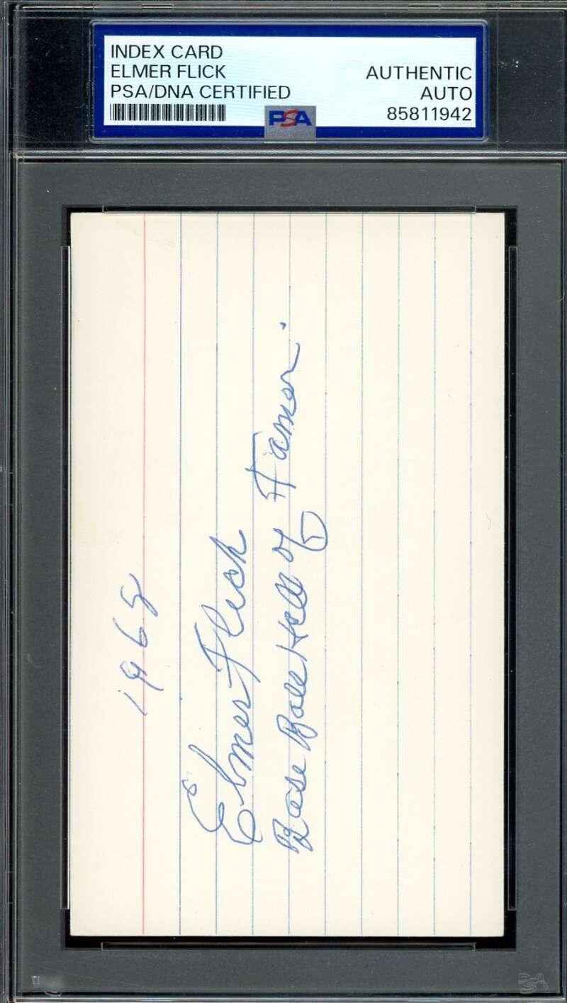 Elmer Flick PSA DNA Signed 3x5 Index Card Autograph