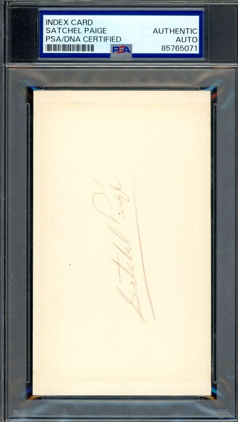 Satchel Paige PSA DNA Signed 3x5 Index Card Autograph