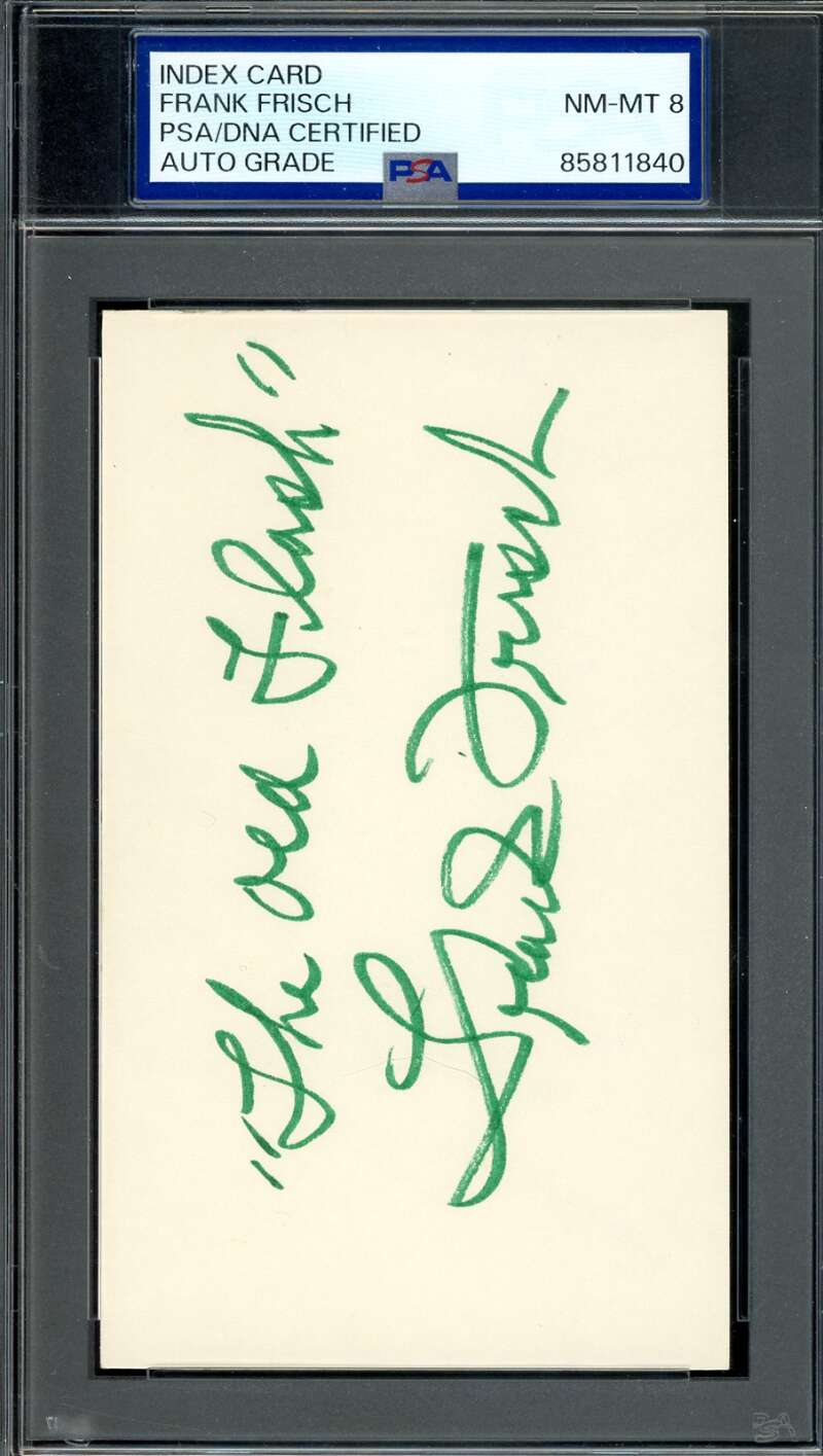 Frankie Frisch PSA DNA Signed 3x5 Index Card Autograph