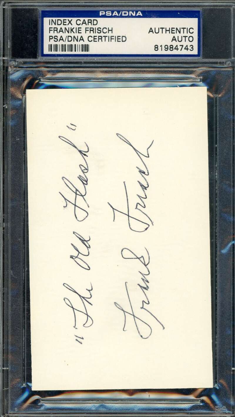 Frankie Frisch PSA DNA Signed 3x5 Index Card Autographed