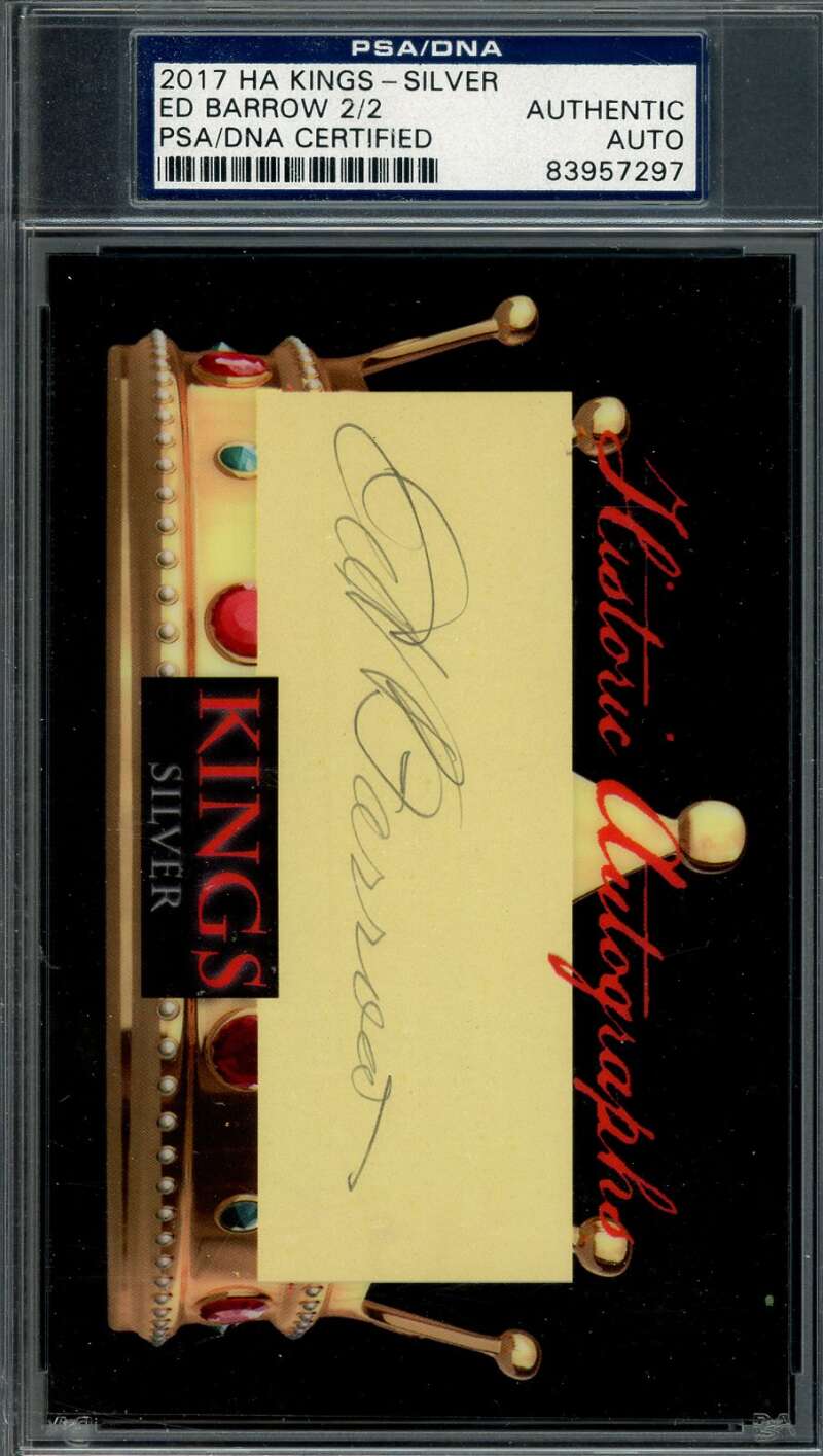 Ed Barrow PSA DNA Signed 2017 HA kings 3x5 Index Card Historic Autograph