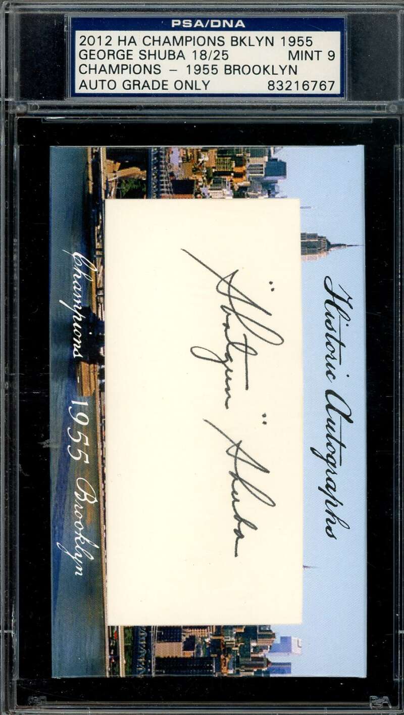 George Shuba PSA DNA Signed 2012 HA Champs 3x5 Index Card Historic Autograph