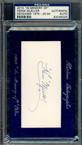 Heinie Mueller PSA DNA Signed 2010 In Memory Of 3x5 Index Card Historic Autograph