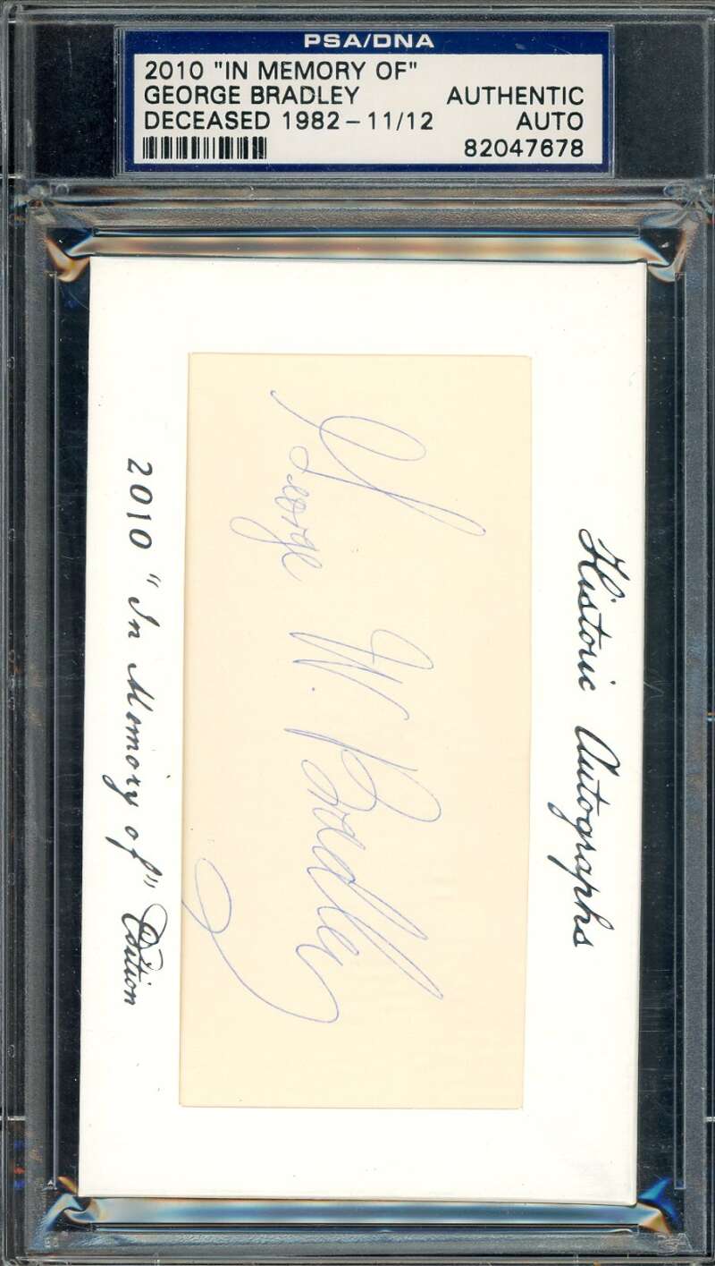 George Bradley PSA DNA Signed 2010 In Memory Of 3x5 Index Card Historic Autograph