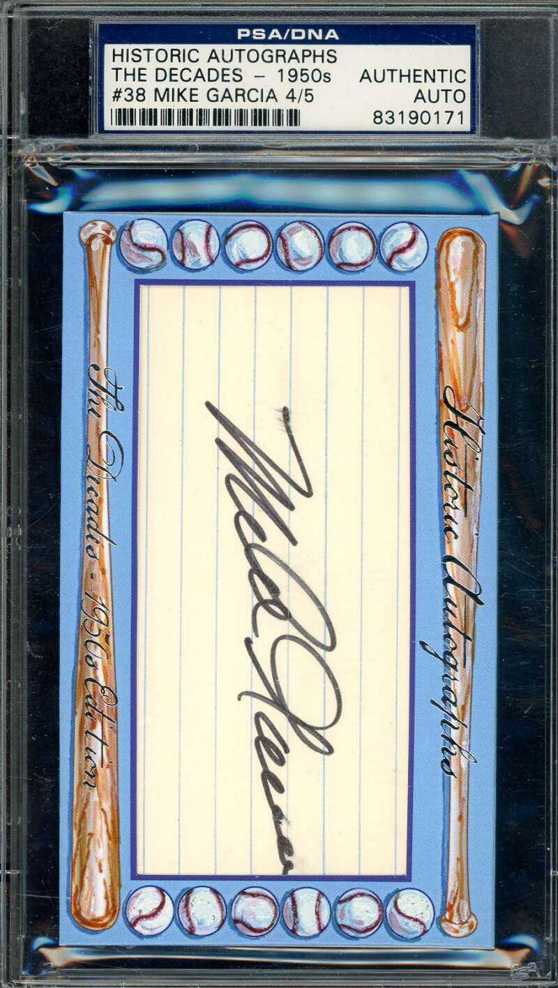Mike Garcia PSA DNA Signed 1950s Historic 3x5 Index Card Autograph