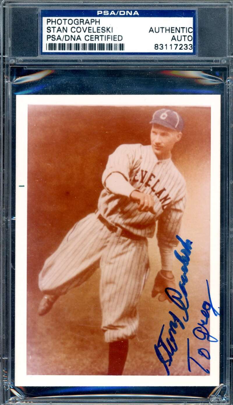 Stan Coveleski PSA DNA Signed 4x5 Photo Autograph