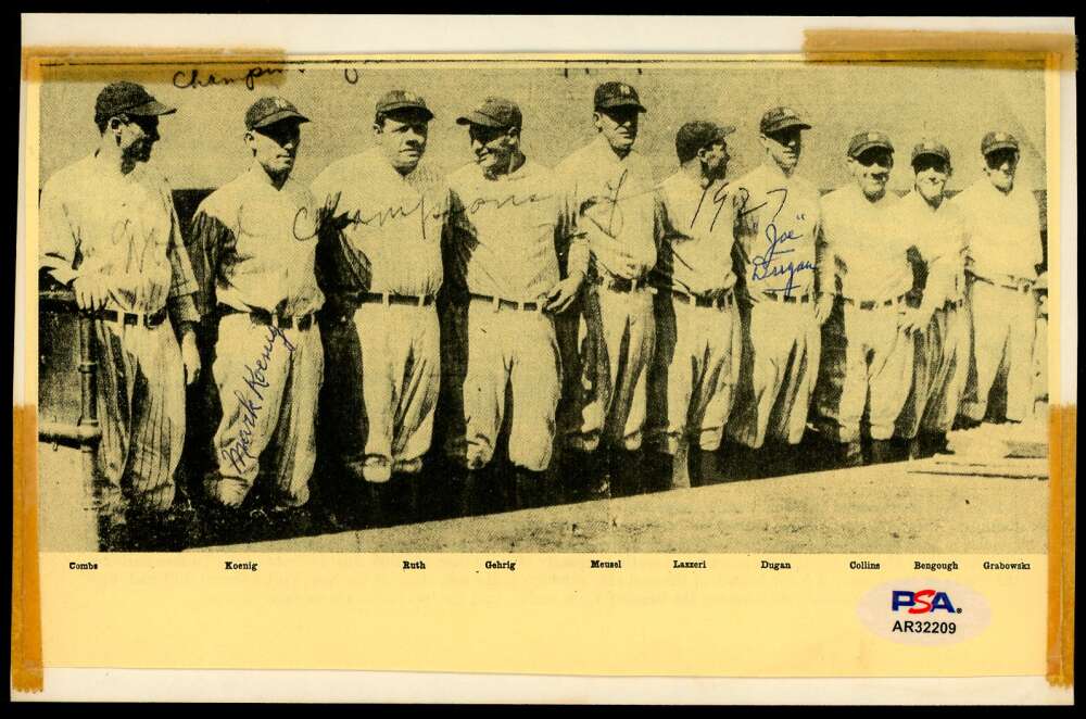 Joe Dugan Mark Koenig PSA DNA Signed 5x8 Photo Autograph