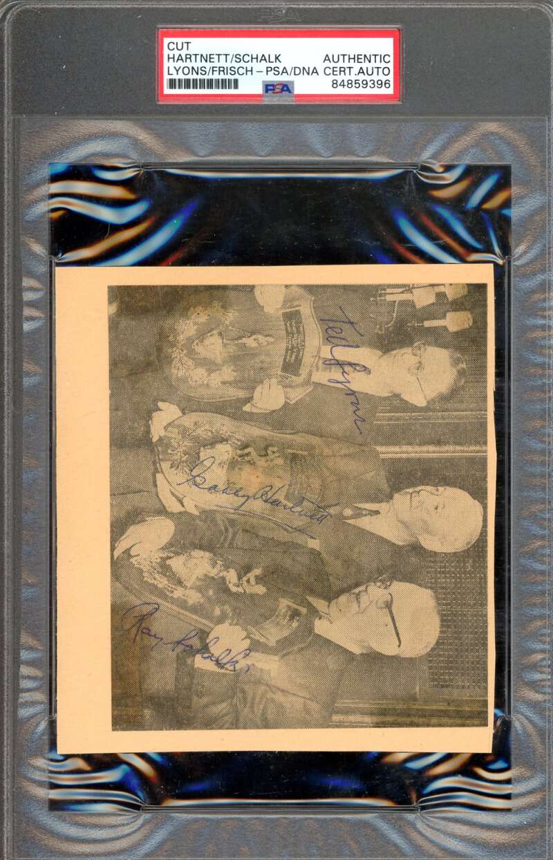 Gabby Hartnett Ray Schalk Ted Lyons Frankie Frisch PSA DNA Signed by 4 5x5 Photo