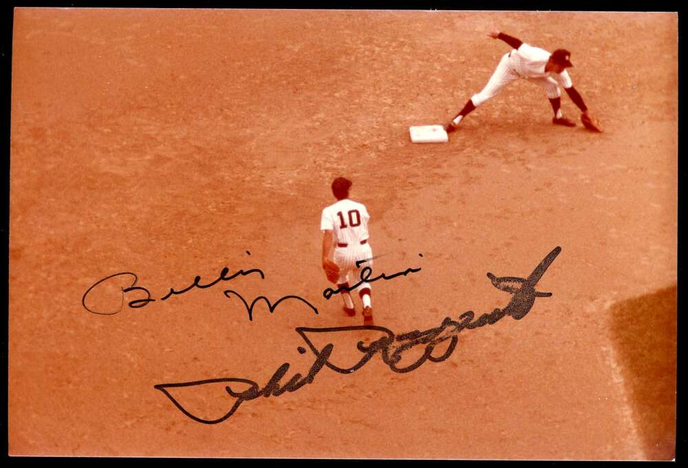 Billy Martin Phil Rizzuto PSA DNA Loa Signed 4x6 OriginalPhoto Autograph