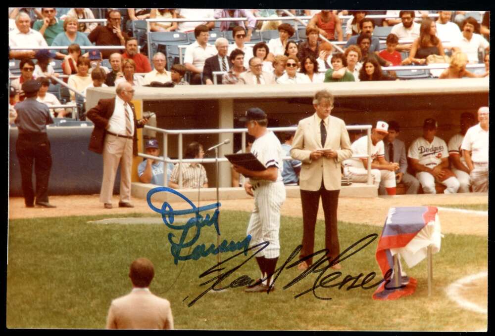 Don Larsen Frank Messer PSA DNA Signed 4x6 OriginalPhoto Autograph