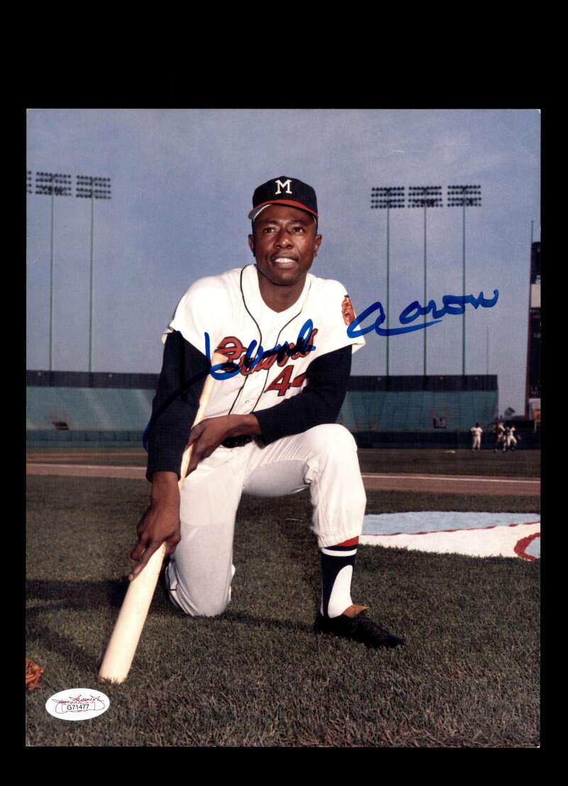 Hank Aaron JSA Coa Signed 8x10 Photo Braves Autograph