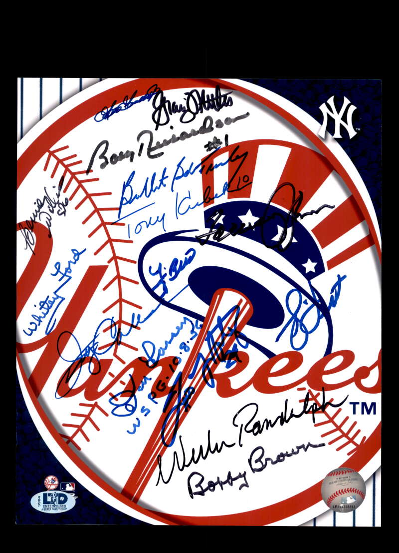 Berra Ford Larsen Nettles Berra Coa Signed by 15 8x10 Photo Yankees