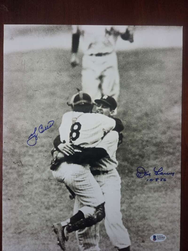 Yogi Berra Don Larsen Beckett BAS Signed 11x14 Photo Autograph