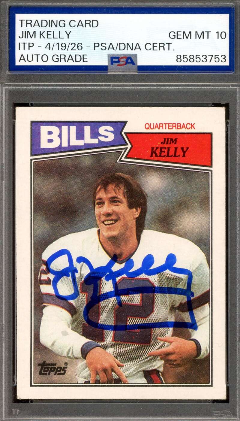 Jim Kelly Gem Mint 10 PSA DNA Signed 1987 Topps Rookie Autograph