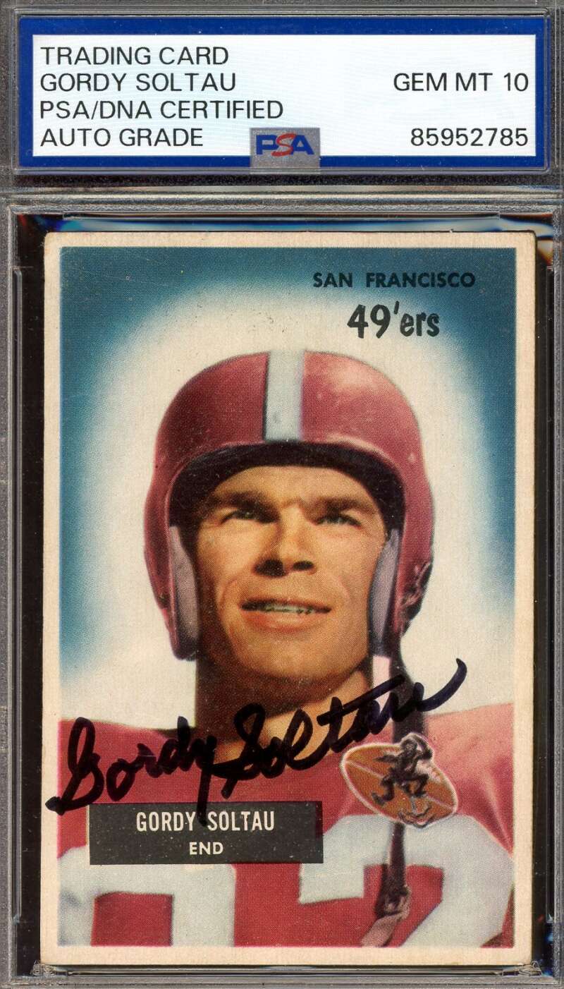 Gordy Soltau Gem Mint 10 PSA DNA Signed 1955 Bowman Autograph