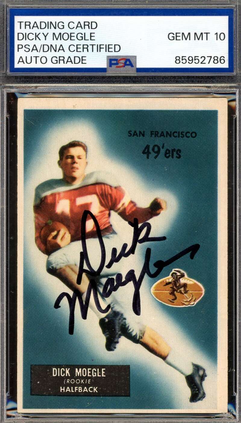 Dicky Moegle Gem Mint 10 PSA DNA Signed 1955 Bowman Rookie Autograph
