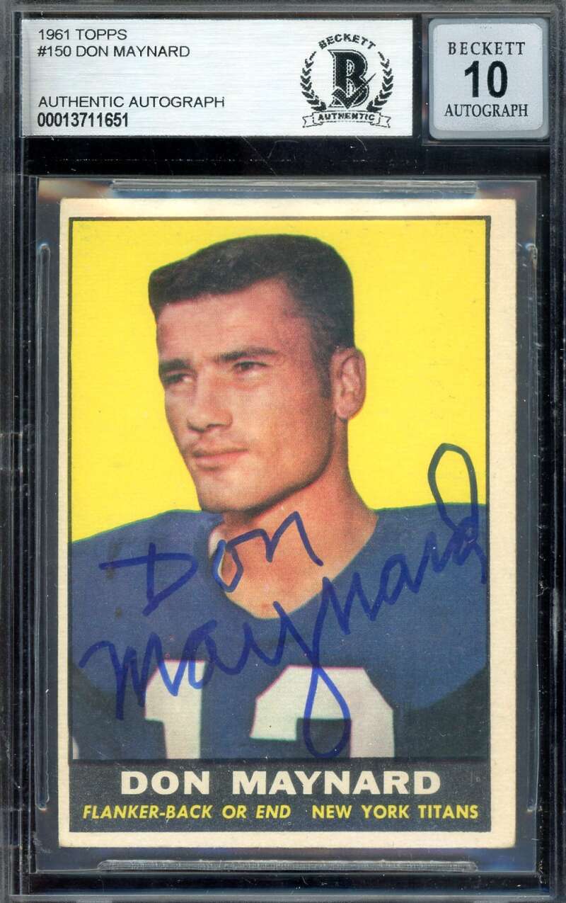 Don Maynard Gem Mint 10 Beckett BAS Signed 1961 Topps Rookie Autograph