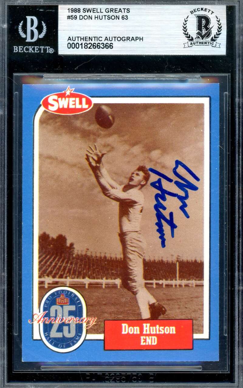 Don Hutson Beckett BAS Signed 1988 Swell Greats Autograph Packers