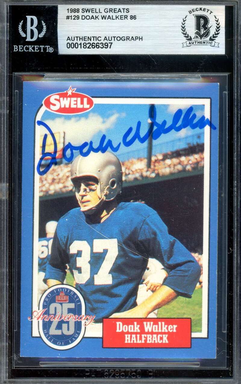 Doak Walker Beckett BAS Signed 1988 Swell Greats Autograph