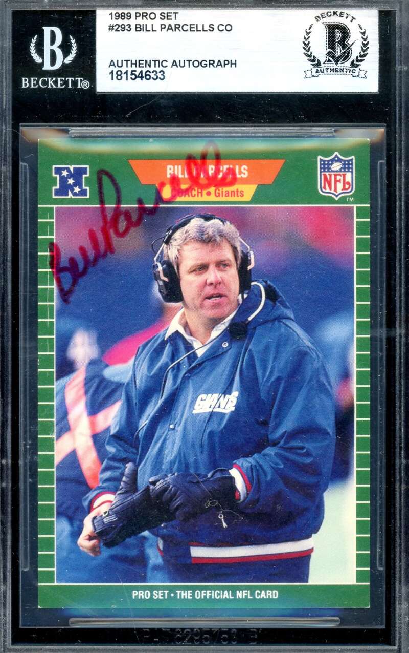Bill Parcells Beckett BAS Signed 1989 Pro Set Rookie Autograph Giants