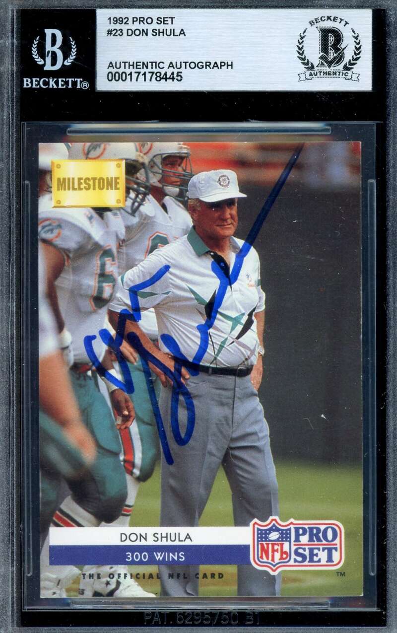 Don Shula Beckett BAS Signed 1992 Pro Set Autograph