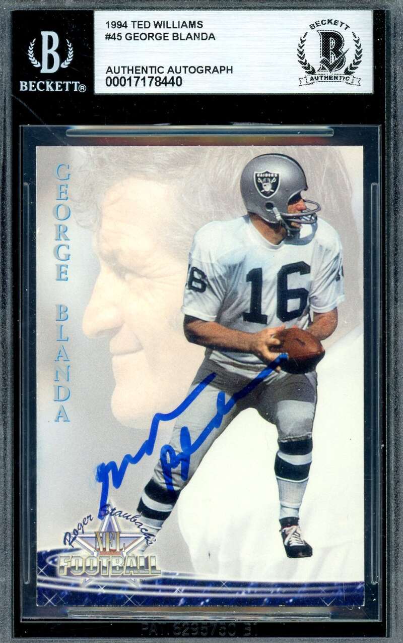 George Blanda Beckett BAS Signed 1994 Ted Williams Autograph