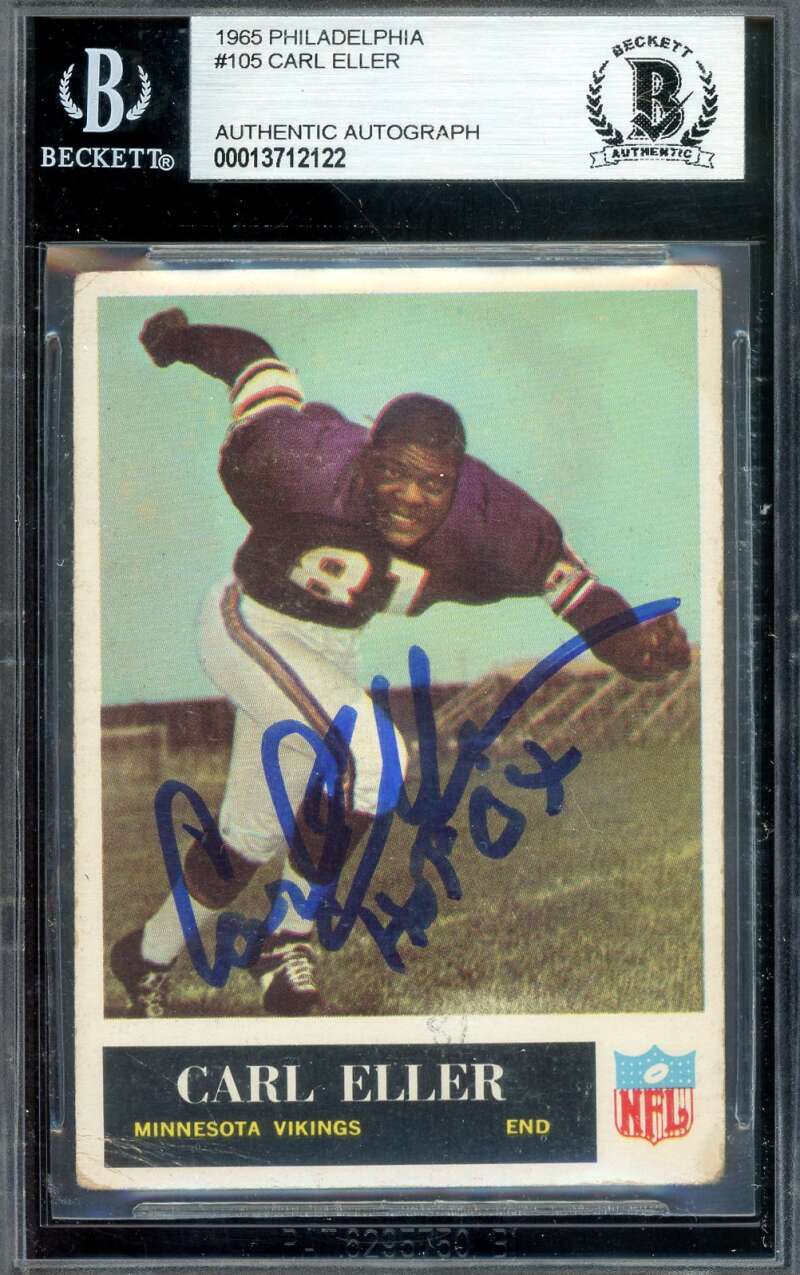 Carl Eller Beckett BAS Signed 1965 Philadelphia Rookie Autograph