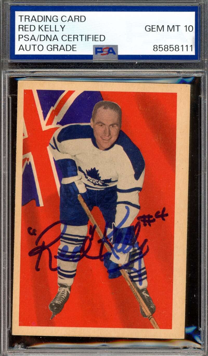 Red Kelly Gem Mint 10 PSA DNA Signed 1963 Parkhurst Autograph