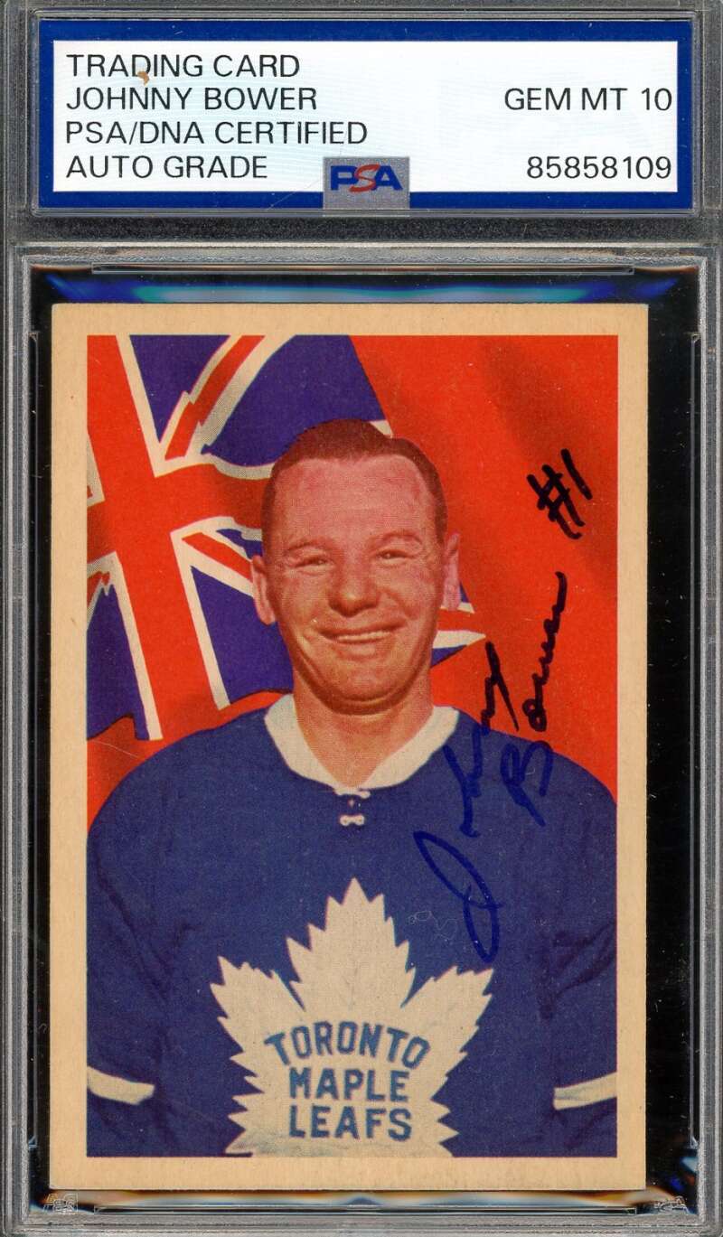Johnny Bower Gem Mint 10 PSA DNA Signed 1963 Parkhurst Autograph