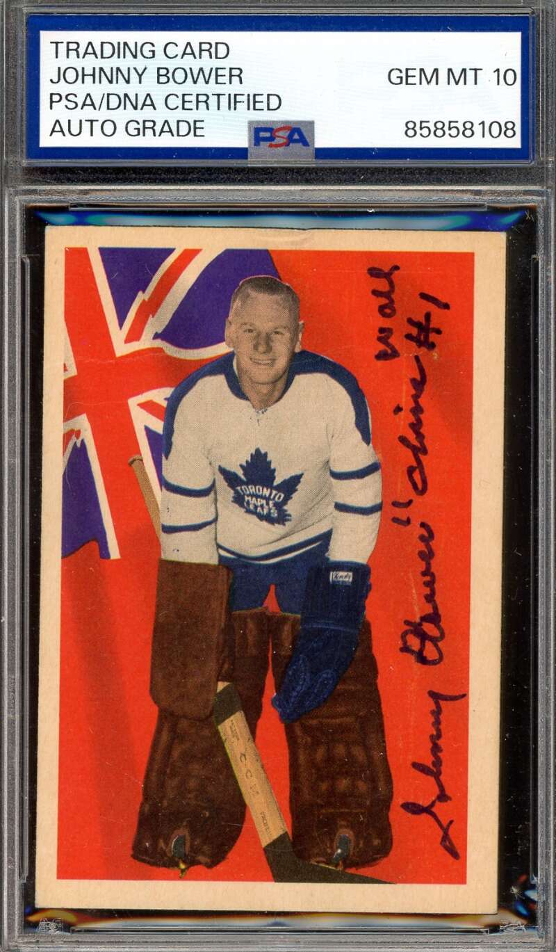 Johnny Bower Gem Mint 10 PSA DNA Signed 1963 Parkhurst Autograph