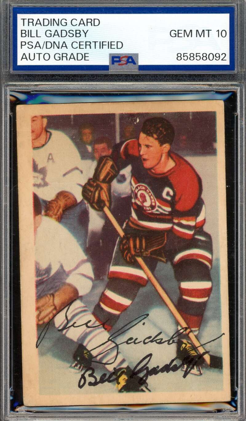 Bill Gadsby Gem Mint 10 PSA DNA Signed 1953-54 Parkhurst Autograph