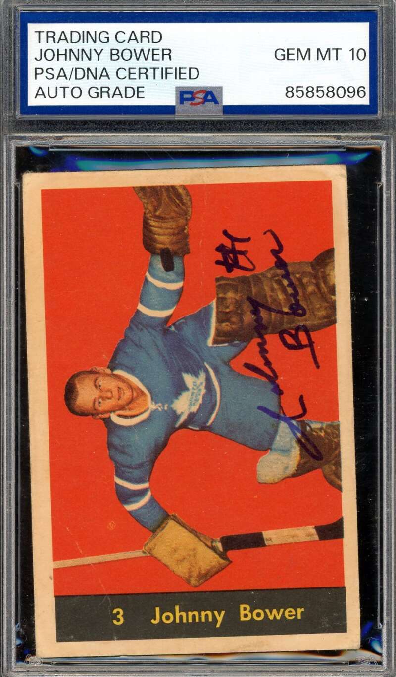 Johnny Bower Gem Mint 10 PSA DNA Signed 1960-61 Parkhurst Autograph