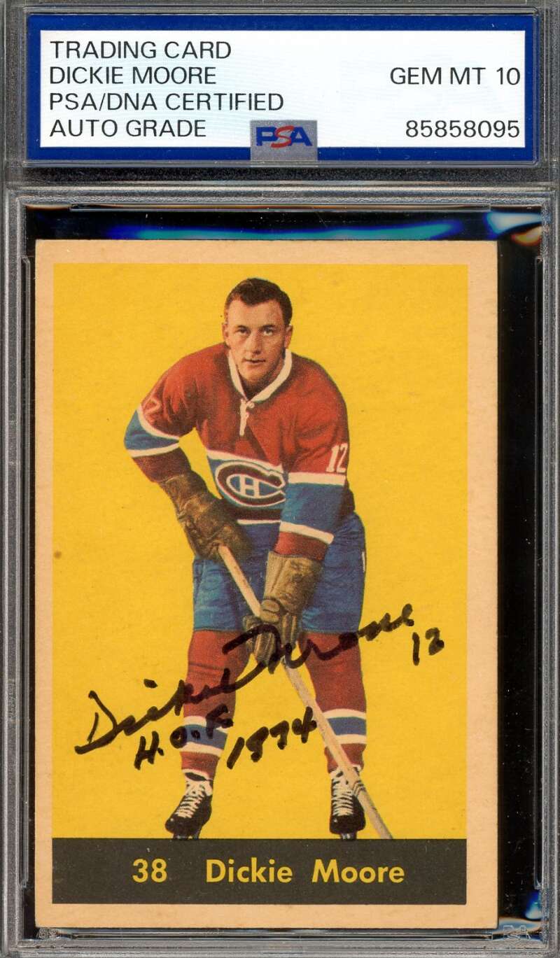 Dickie Moore Gem Mint 10 PSA DNA Signed 1960-61 Parkhurst Autograph
