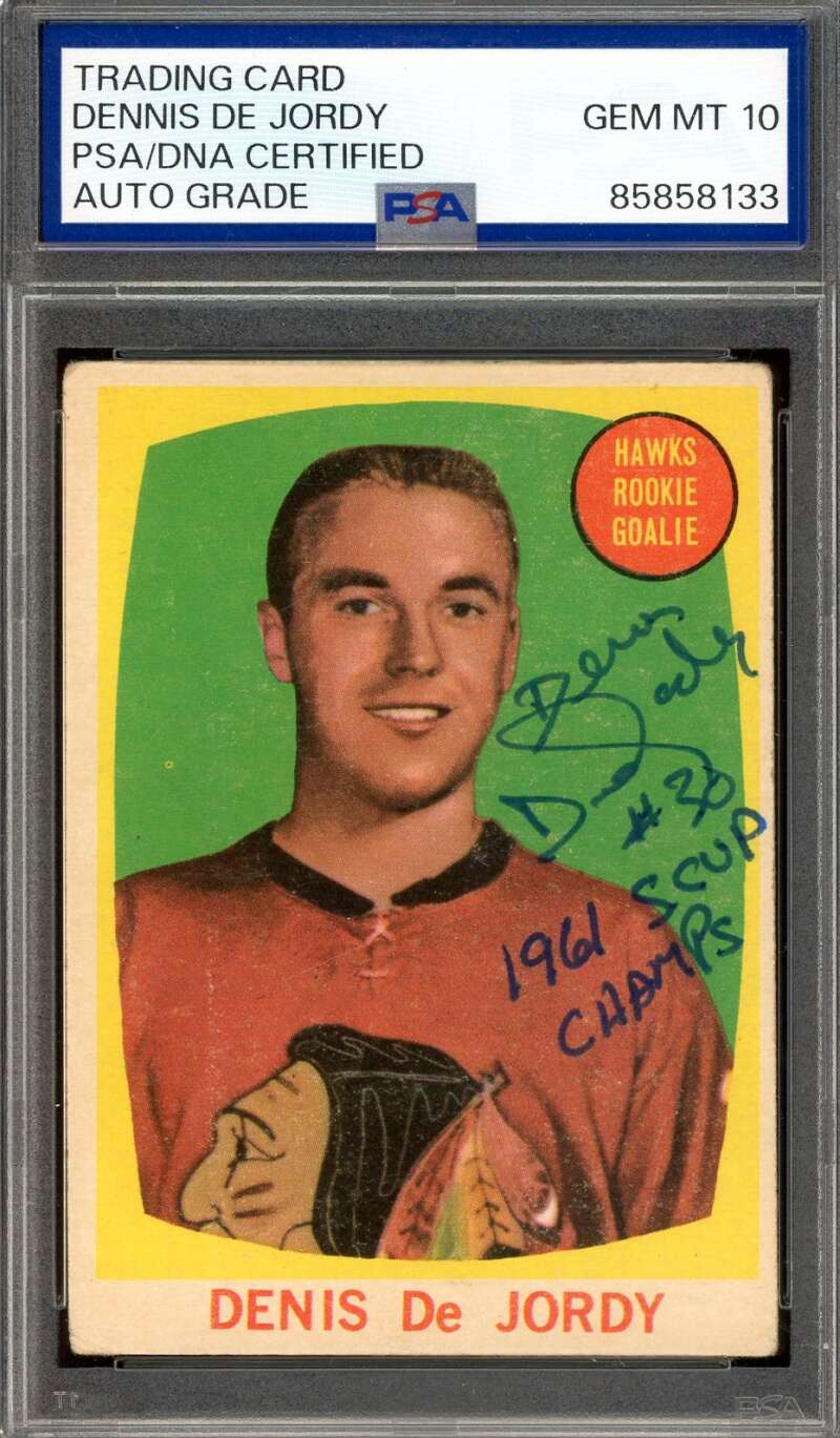 Denis De Jordy Gem Mint 10 PSA DNA Signed 1961-62 Topps Rookie Autograph
