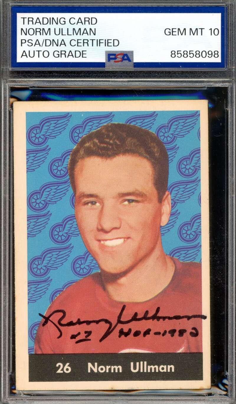 Norm Ullman Gem Mint 10 PSA DNA Signed 1961 Parkhurst Autograph