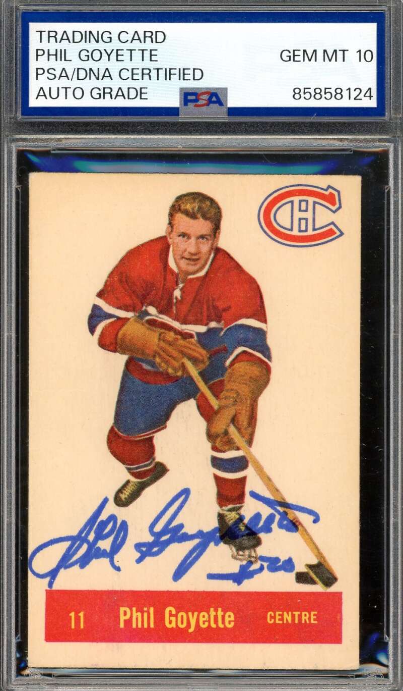 Phil Goyette Gem Mint 10 PSA DNA Signed 1957-58 Parkhurst Rookie Autograph