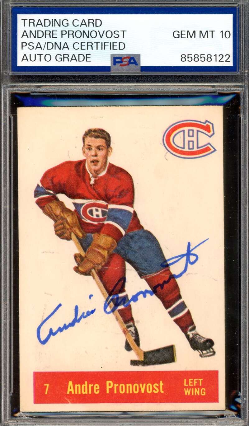 Andre Pronovost Gem Mint 10 PSA DNA Signed 1957-58 Parkhurst Rookie Autograph