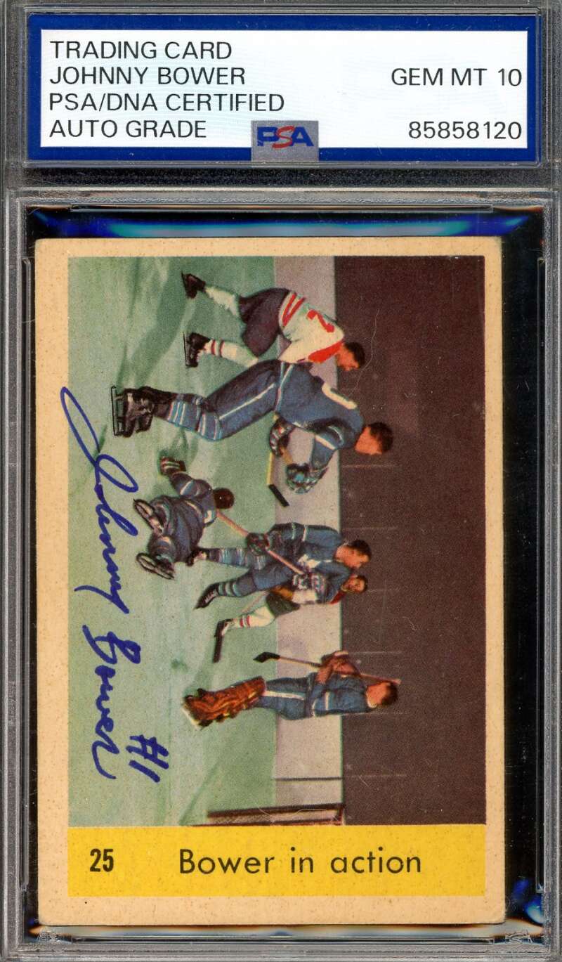 Johnny Bower Gem Mint 10 PSA DNA Signed 1959-60 Parkhurst Autograph