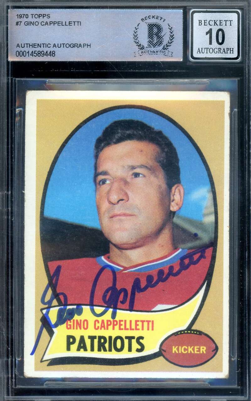 Gino Cappelletti Gem Mint 10 Beckett BAS Signed 1970 Topps Autograph Patriots