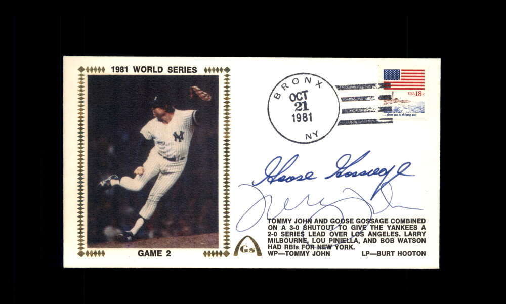 Goose Gossage Tommy John PSA DNA Signed 1981 First Day Cover Cache FDC 1981 World Series Autograph