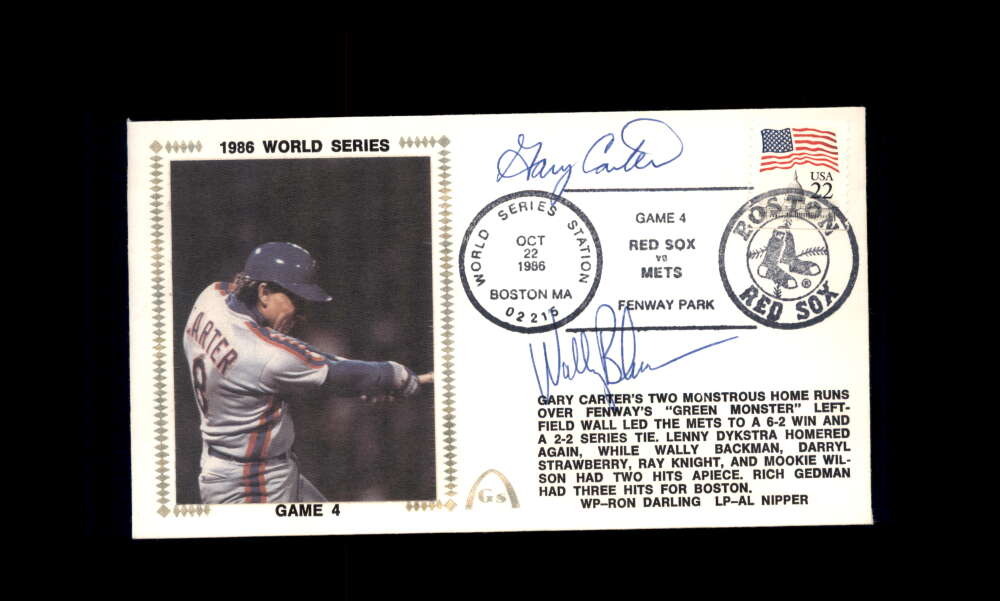 Gary Carter Wally Backman PSA DNA Signed 1986 First Day Cover Cache FDC 1986 World Series Autograph