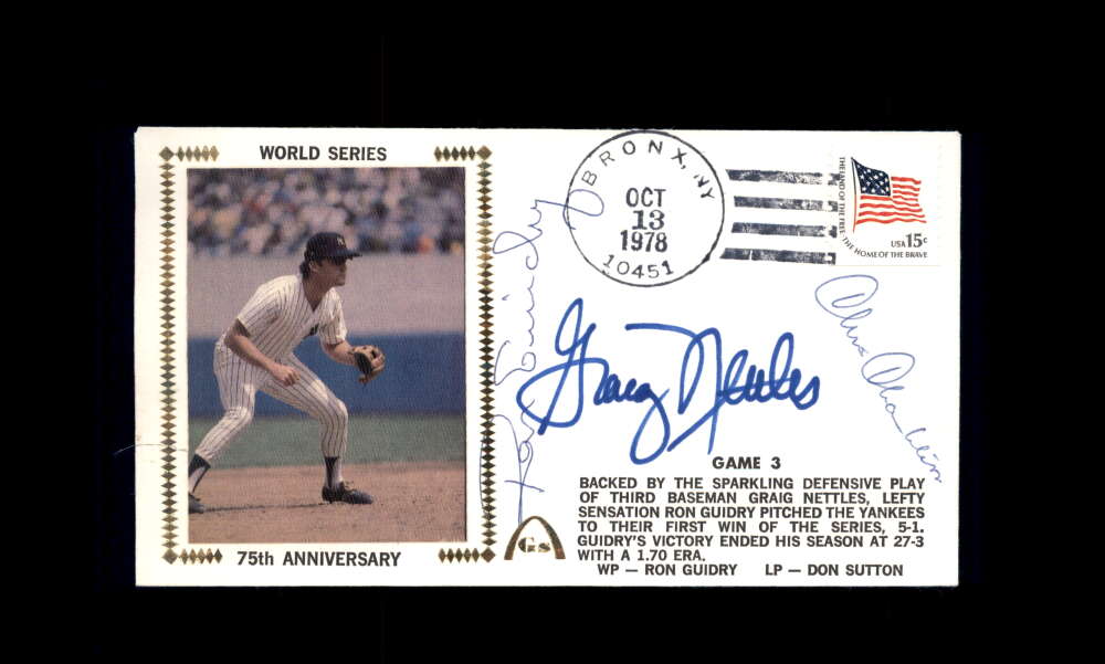Guidry Nettles Chambliss PSA DNA Signed by 3 1978 First Day Cover Cache FDC World Series 1978 Autograph