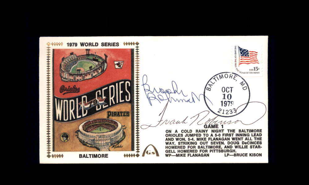 Brooks Frank Robinson PSA DNA Signed 1979 First Day Cover Cache FDC 1979 World Series Autograph