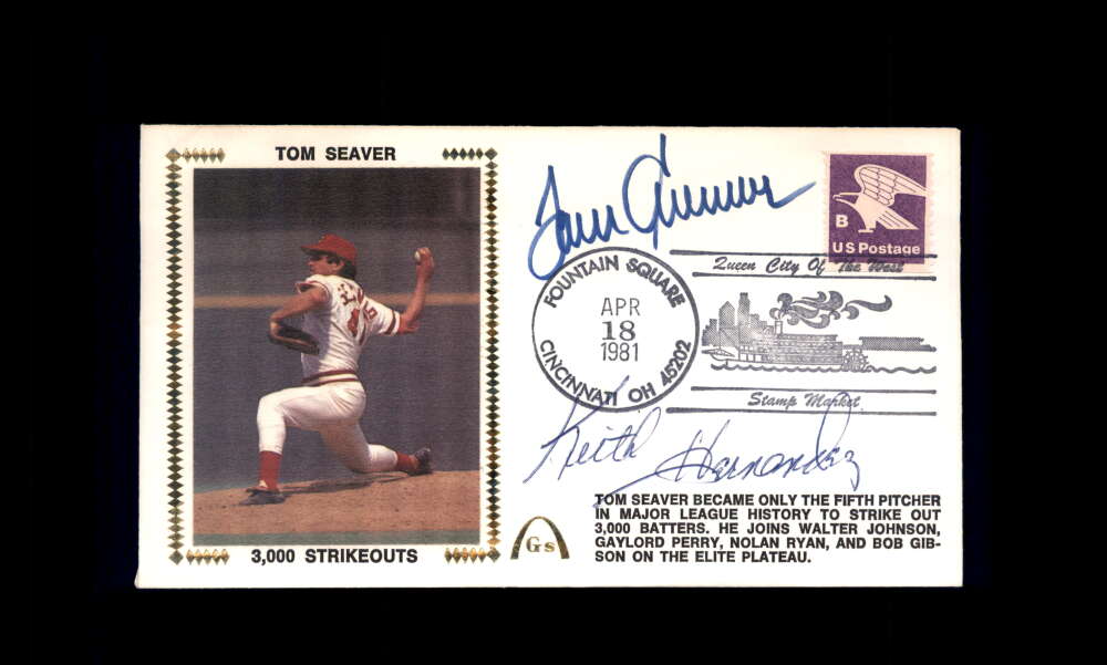 Tom Seaver Keith Hernandez PSA DNA Signed 1981 First Day Cover Cache FDC 3000 Ks Autograph