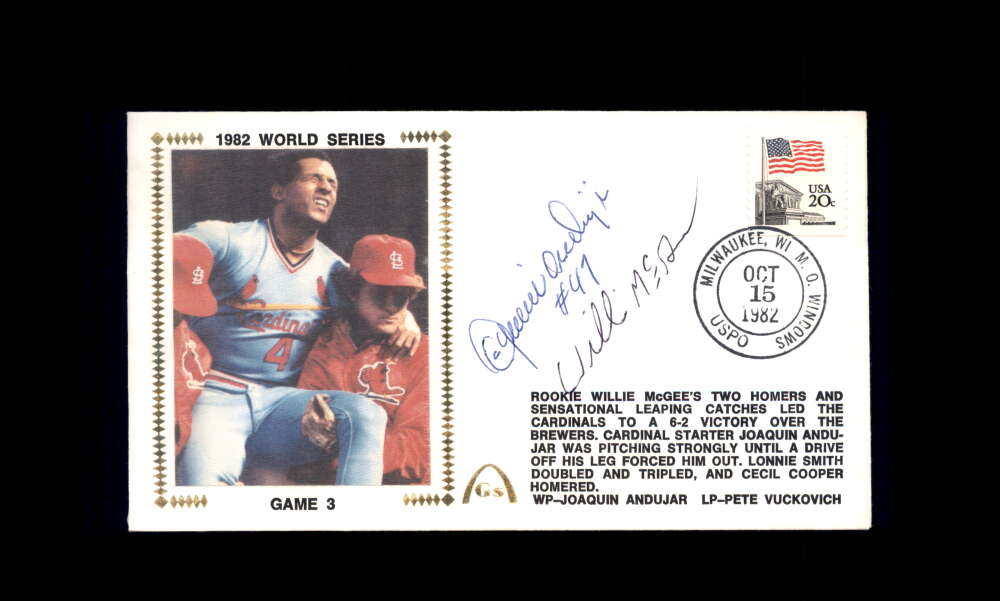Joaquin Andujar Willie McGee PSA DNA Signed 1982 First Day Cover Cache FDC 1982 World Series Autograph