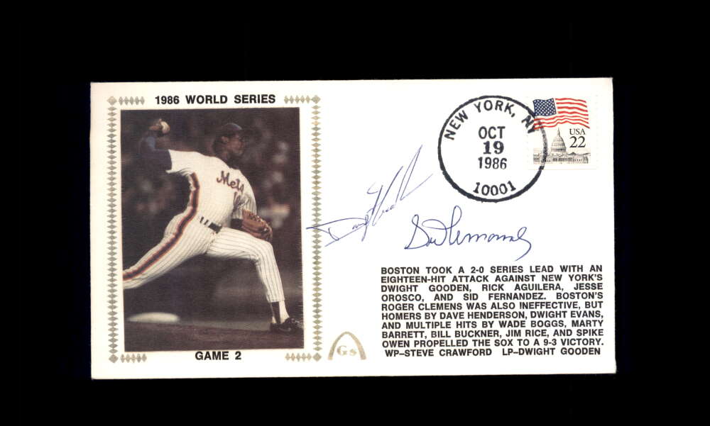 Dwight Gooden Sid Fernandez PSA DNA Signed 1986 First Day Cover Cache FDC 1986 World Series Autograph