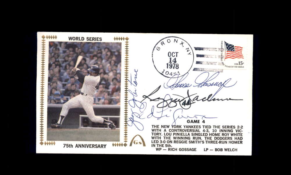 Jackson Gossage Johnstone Figueroa PSA DNA Signed by 4 1978 First Day Cover Cache FDC World Series 75th Anniv Autograph
